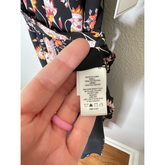 1.State High Neck Garden Maxi Dress Size XS Black Floral Ruffles Sleeveless New - Picture 8 of 10